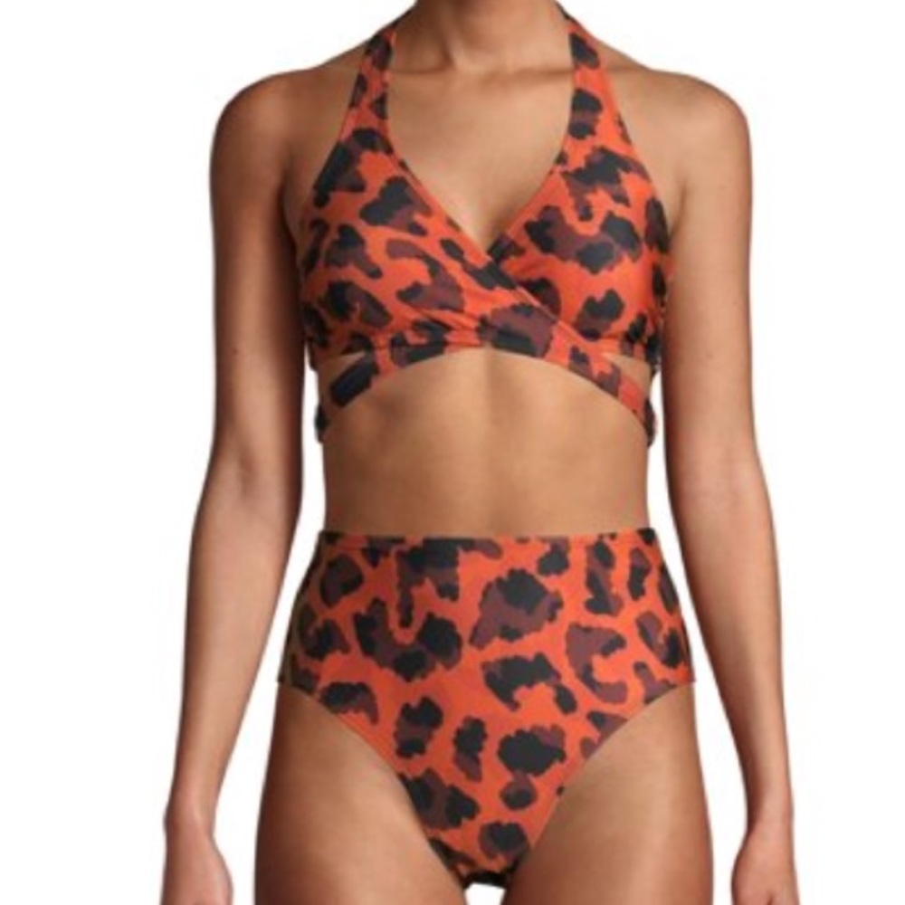 Social Angel  Wrap Set Swimsuit rust cheetah